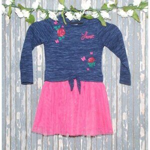 Girl's Youngland Dress Size 4 Sweater Top Tulle Skirt Embroidered Floral